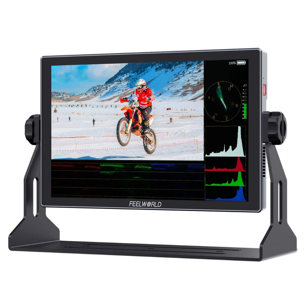 FEELWORLD S10 10.1" IPS Touchscreen 12G-SDI HDMI 2.0 Camera Field Monitor with 1200 NITs, 32 Custom 3D LUTs, HDR Monitoring, Tally Light, 16 Channel Audio Meter, Video Assist Functions, Dual NP-F Battery Plate and DC Output