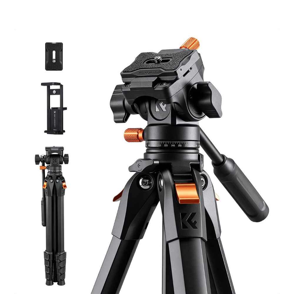 K&F Concept 185cm /160cm Aluminum Travel Tripod with 360 degrees Ball Head / Fluid Head