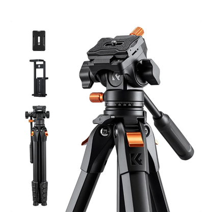 K&F Concept 185cm /160cm Aluminum Travel Tripod with 360 degrees Ball Head / Fluid Head