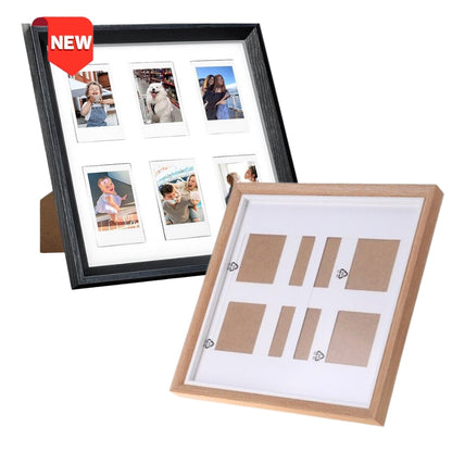 [CLEARANCE] Pikxi 2-in-1 Wooden Photo Frame with 2-Slot 4R Picture Divider and 6-Slot Instax Mini Film Divider with Stand