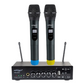 Konzert WM-44UBT Dual Wireless UHF 2-Person Microphone System with Dynamic Capsule 2-Channel Receiver, Fixed Frequency, Bluetooth and USB Audio and Max 30m Transmission Range