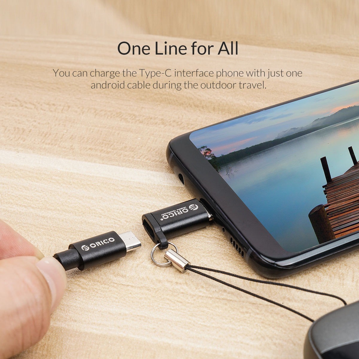 [CLEARANCE] ORICO 2-in-1 Portable Charge and Data Transfer OTG Aluminum Alloy Adapter Micro B to Type C with Anti-Magnetic Anti-Shock Heatproof Waterproof Feature | Black