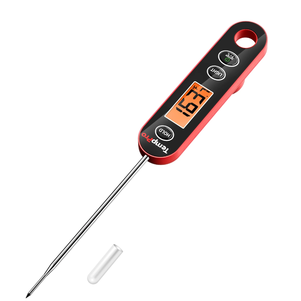TempPro IC6030 Digital Kitchen Food Thermometer Instant Read Waterproof Backlit LCD Stainless 4.7" Steel Probe