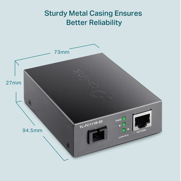 TP-Link TL-FC111PB-20 10/100Mbps WDM Media Converter with 1-Port PoE Single-Mode Fiber Optic Transceiver with 20 km Extension Range, Auto-Negotiation Half/Full-Duplex Mode, Auto-MDI/MDIX TP LINK TPLINK