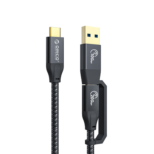 Orico 1M ACC32 Series 2 in 1 USB A / C to Type-C Male to Male PD 100W 20Gbps Data and Fast Charging Cable with 4K 60Hz Refresh Rate and Intelligent E-Marker Chip for Smartphone Desktop PC Laptop