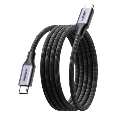 UGREEN 1 Meter Magnetic USB-C Male to USB-C Male Charging Cable with 100W PD Fast Charging, Magnetic Self-Coiling Design, E-Marker Smart Chip, 480Mbps Data Transfer, Braided Nylon Cable for Laptops, Tablets & Smartphones | L520 (55517) | JG Superstore