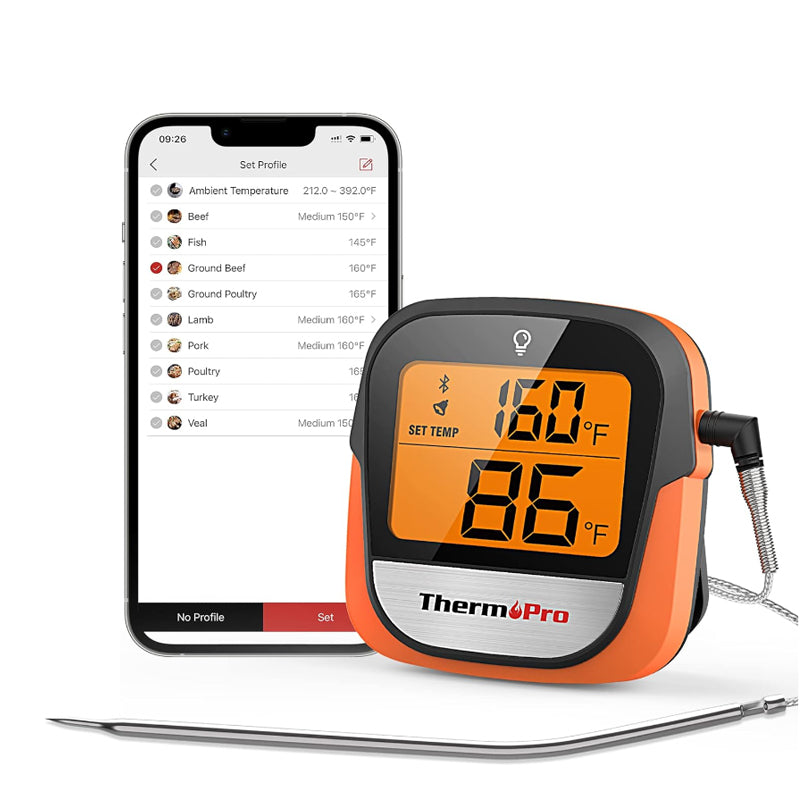 ThermoPro Single / Dual  Probe Digital Meat Thermometer for Oven, Grill, Sous Vide, BBQ, Smoker, Rotisserie, Smart Kitchen Cooking with 14°F to 572°F Temperature Range, Bluetooth Connectivity, 450ft Remote Range | TP901 TP902