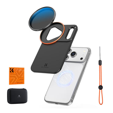 K&F Concept iP 17 Pro / Pro Max Double-Sided Magnetic Lens Filter Mount Adapter w/ 58mm ND 2-32 VN / CPL Filter