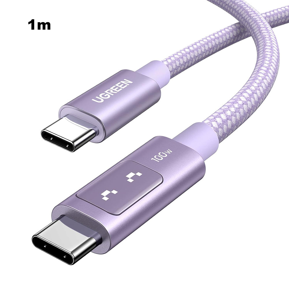 UGREEN UNO 0.5 Meter USB-C to USB-C 100W PD Fast Charging Cable with LED Emoji Display, 480Mbps Data Sync, E-Marker Smart Chip, Braided USB-C Male Cable for Laptop, Tablet, Smartphone and Gaming Devices | L509 (45612) | JG Superstore
