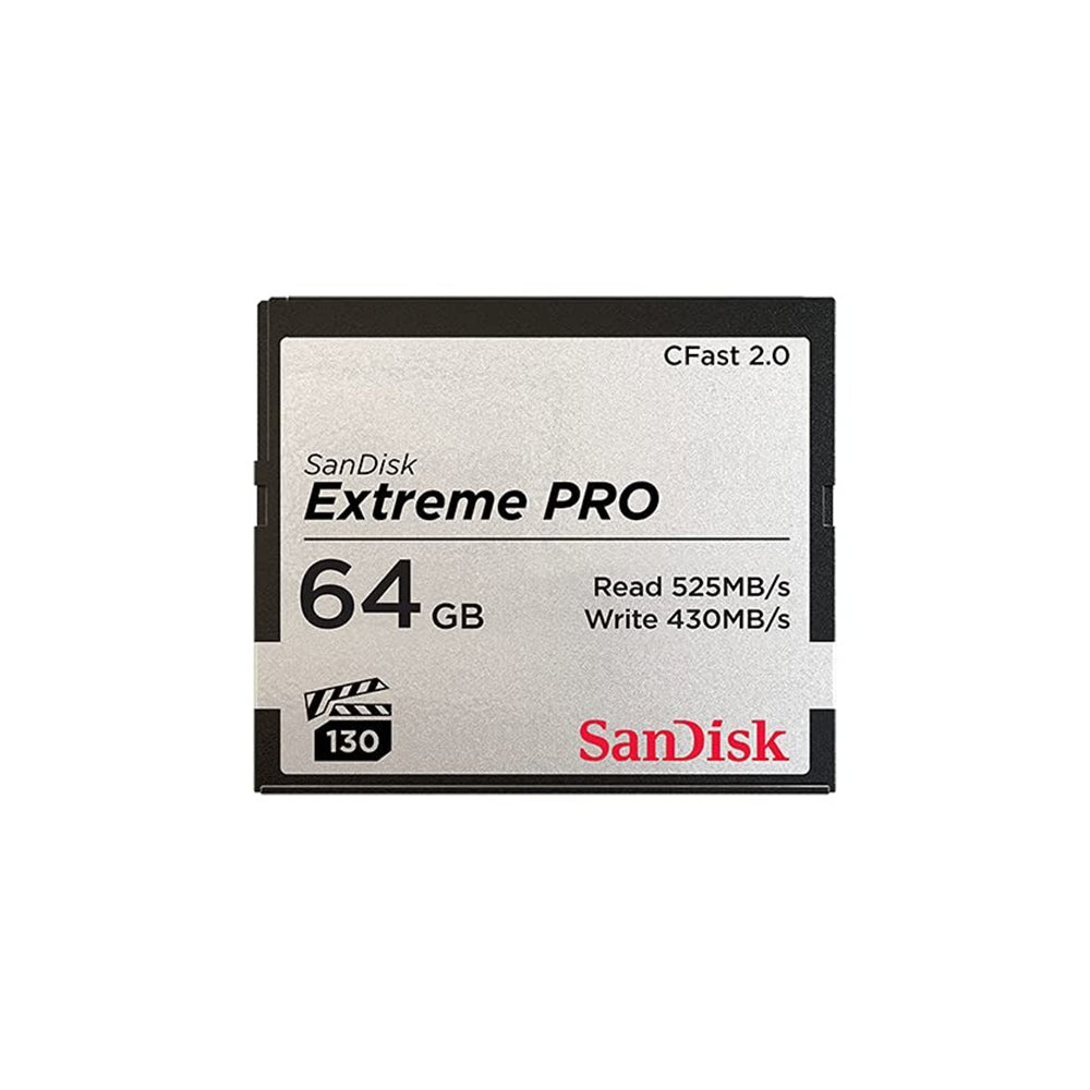 SanDisk Extreme PRO 128GB 64GB Compact Flash CFast 2.0 Memory Card VPG-130, 3500x Speed (X-Rating), 525MB/s Read and 430MB/s Write Speed SATA III 6GB/s Bus and 4K UHD DCI Video Recording