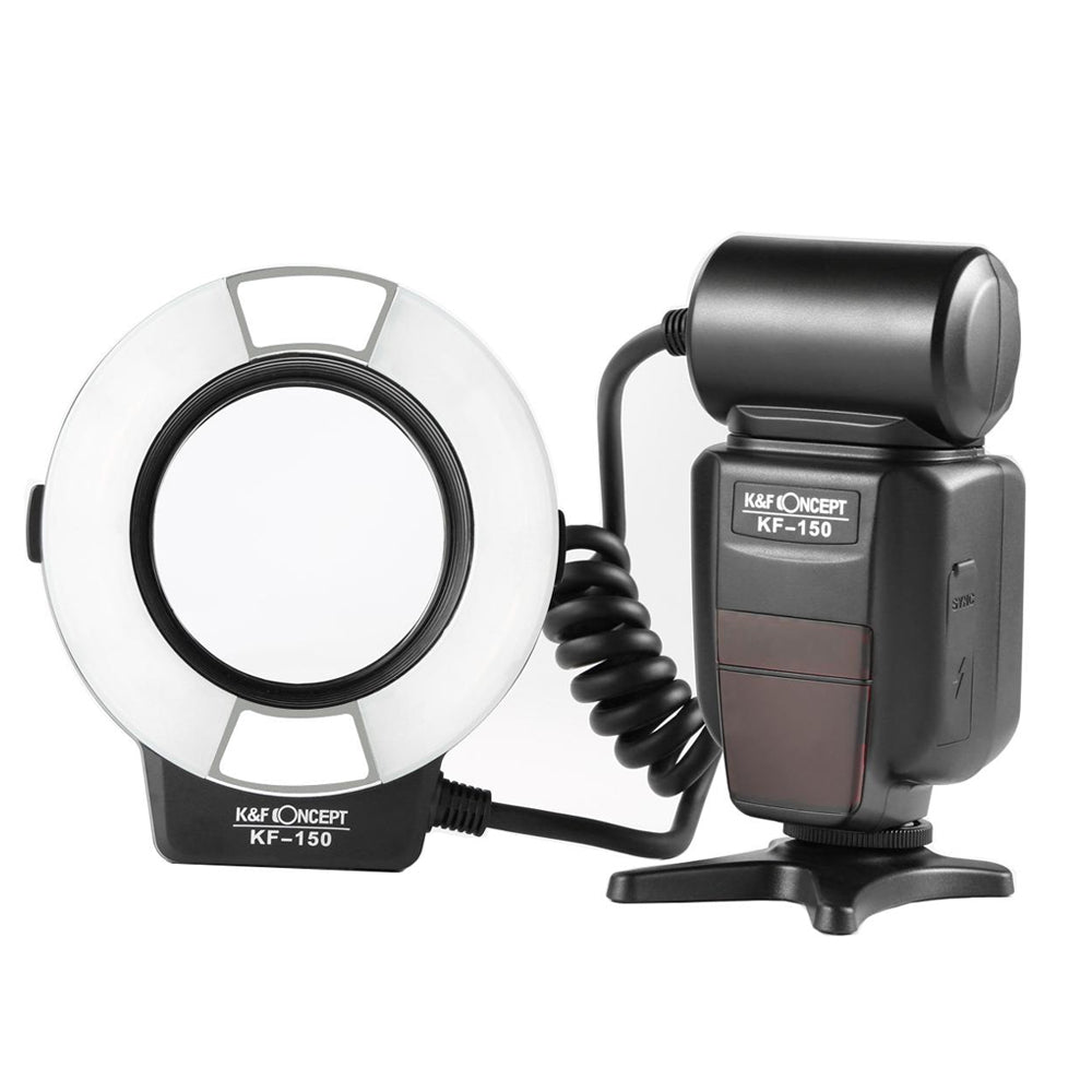 K&F Concept KF-150 TTL Macro Ring Flash for Nikon Camera with Guide Number 14', Dot-Matrix LCD Display, Multi Flash Modes & Adjustable Brightness for Photography