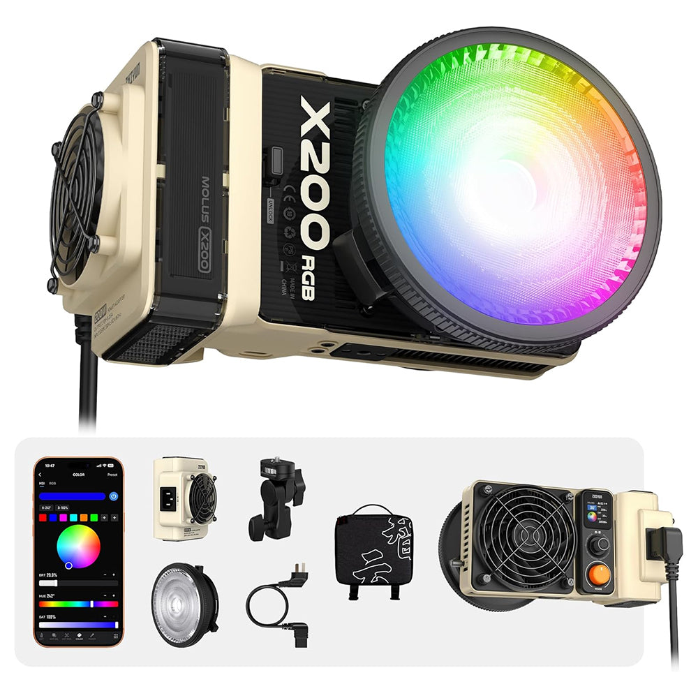 ZHIYUN Molus X200 200W Portable Bi-Color / RGB COB LED Video Light