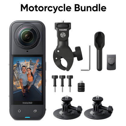 Insta360 X5 8K UHD 360° Action Camera Essential Bundle Kit, CMOS 72MP, Active HDR, Replaceable Lens, 49ft Waterproof, 2400mAh Max 185Mins Battery Life, Invisible Selfie Stick for Content Creation & Moto Vlogs | Midnight Black | Satin White