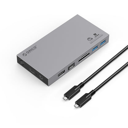 [CLEARANCE] ORICO CDH-10H Type C 10-in-1 Multifunctiol Aluminum Alloy + ABS Docking System with USB-A, USB-C, HDMI 4K, TF/SD, LAN, and Audio/Mic, for Windows and Mac OS | Grey