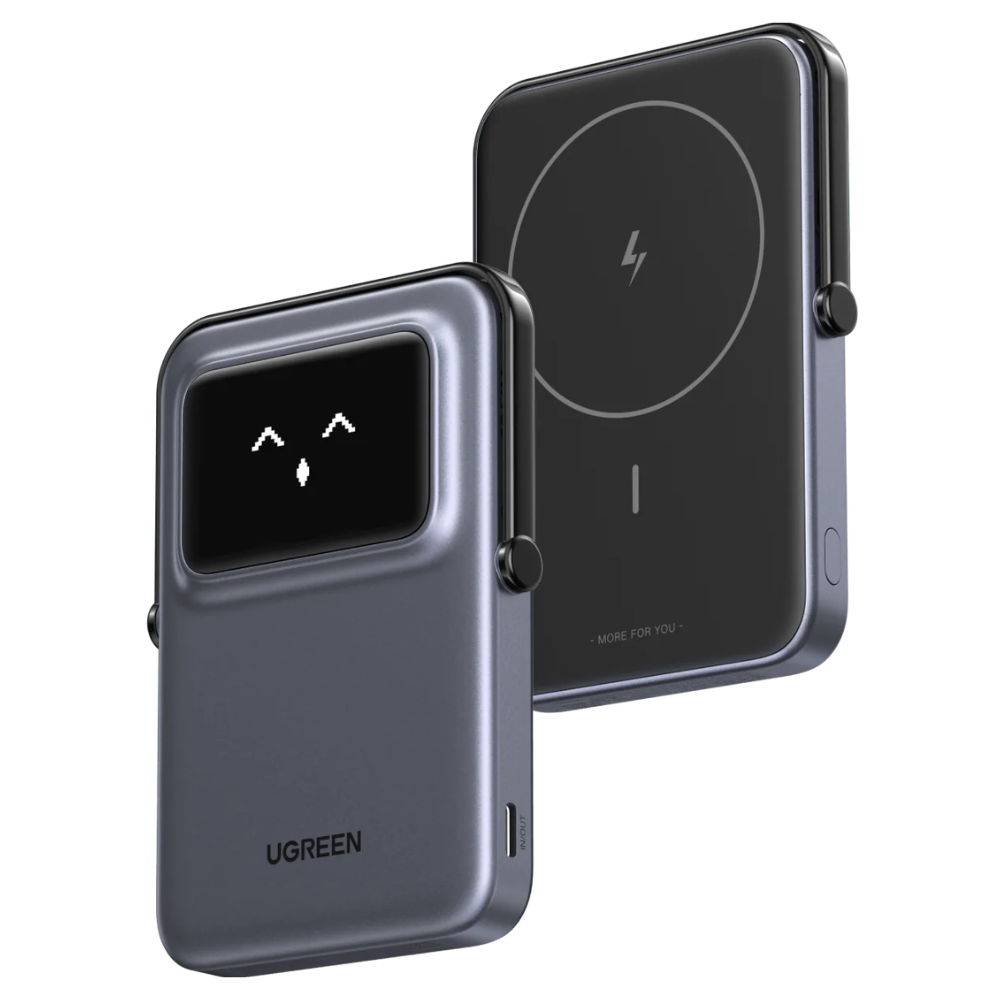 UGREEN Uno 5000mAh Magnetic Wireless Power Bank, 7.5W Wireless, 20W USB-C PD, TFT Display | PB571