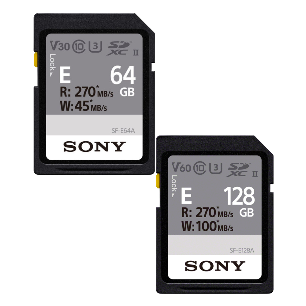 Sony SF-E Series SDXC UHS-II V60 U3 C10 Memory Card (128GB / 64GB)