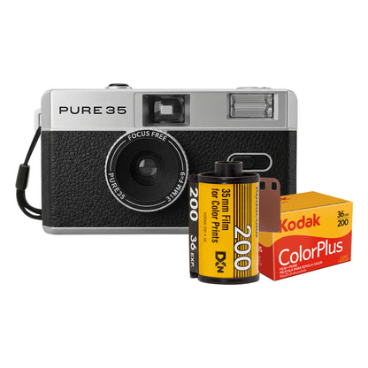 KODAK PURE35 Reloadable 35mm Point & Shoot Film Camera with Built-In Flash, Focus-Free Lens & Manual Film Winder