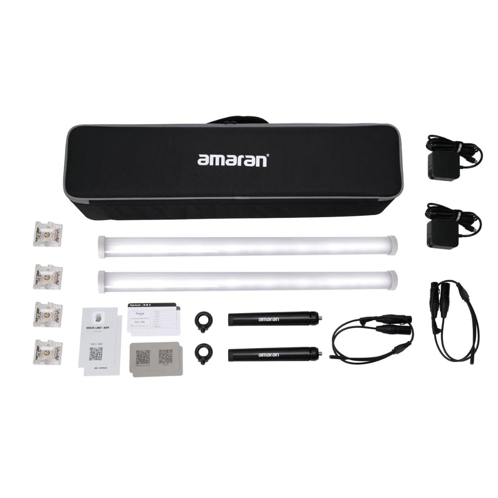 Aputure Amaran PT2c (2-Pack) 60cm RGB Handheld LED Pixel Tube Light Wand with Built-in Rechargeable Battery, Tripod Stands, DMX & Bluetooth Controls for Photography Video Vlogging Live Streaming Film Production Studio Lighting Equipment
