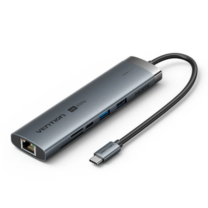 Vention USB-C Docking Station 4K/60Hz UHD with HDMI / USB 3.0 Type-A / USB 3.2 Gen 1 Type-C 100W PD Charging Ports with 5Gbps High-Speed Data Transfer for PC, Desktop, Laptop, Tablet and Smartphone - Windows, macOS, Linux & Android Systems
