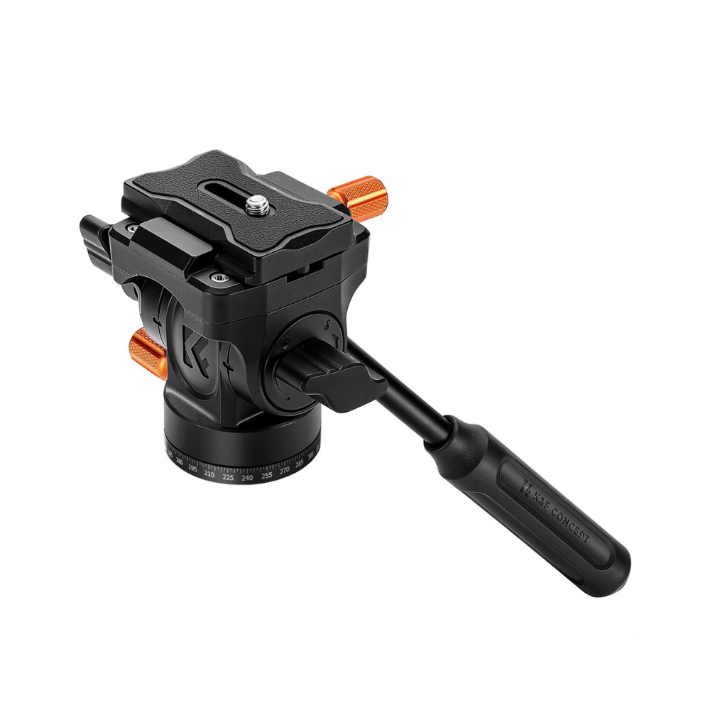K&F Concept Fluid Video Head with 360° Pan, Quick Release Plate & 3kg Load Capacity