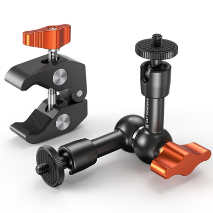 K&F Concept 60mm Super C-Clamp & 11" / 9.8" / 6" Magic Arm Mount with 360° Ball Head, 2kg Maximum Load Capacity, 1/4" & 3/8" Screw for Smartphone Clip, Fill Light, Compact, DSLR, SLR, Mirrorless, Panoramic, Action Cameras