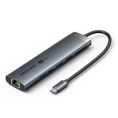 Vention USB-C Docking Station 4K/60Hz UHD with HDMI / USB 3.0 Type-A / USB 3.2 Gen 1 Type-C 100W PD Charging Ports with 5Gbps High-Speed Data Transfer for PC, Desktop, Laptop, Tablet and Smartphone - Windows, macOS, Linux & Android Systems