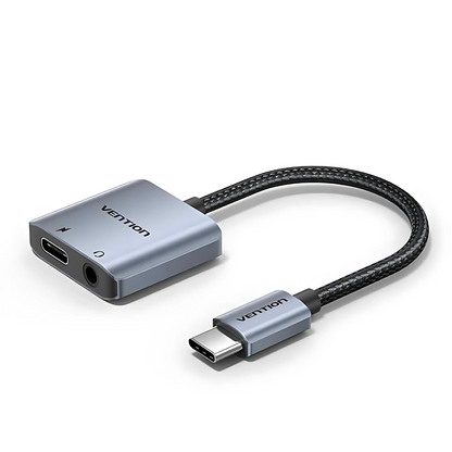 Vention USB-C Male to 3.5mm Female Hi-Fi Audio Adapter with 60W PD Fast Charging Port for iPhone 15/16, Samsung Galaxy S25/S24/S23/S22/S21, iPad Air/Pro/Mini, MacBook Air/Pro, Other Mobile Phones to Wired Earphones, Headphones & Speakers