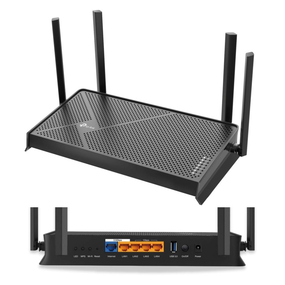 TP-Link Archer BE230 BE3600 Dual Band Home WIFI 7 Router with 3.6Gbps Wireless Speeds, 2.5Ghz / WAN / LAN Ports, 4x Exterl Antens, EasyMesh Compatible, and HomeShield Security Support