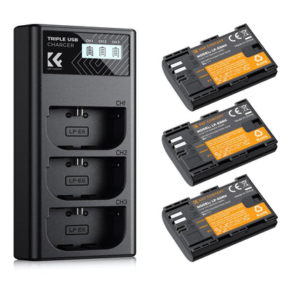 K&F Concept LP-E6 / LP-E6N / LP-E6NH 2250 - 2600mAh Camera Battery