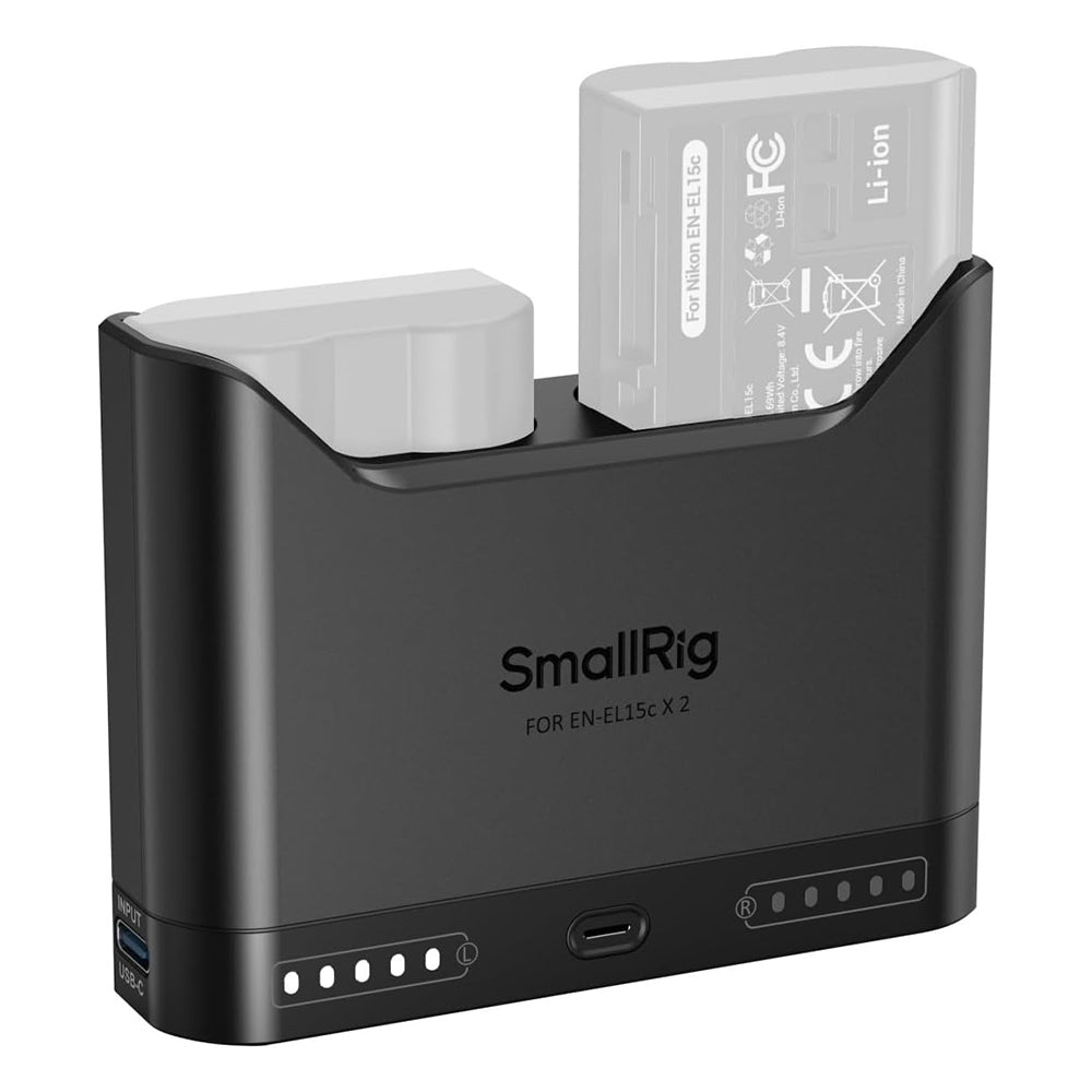 SmallRig Dual Bay Camera Battery Charger with LED Display & USB-C Fast Charging