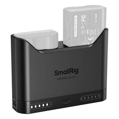 SmallRig Dual Bay Camera Battery Charger with LED Display & USB-C Fast Charging