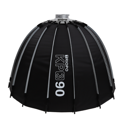 Triopo KP3 90cm Parabolic Hexadecagon Deep Softbox (59cm Depth) with Silver Reflector, Diffuser, Honeycomb Grid, Detachable Standard Bowens Mount & Carrying Bag for Professional Photography, Videography, Livestreaming and Studio Lighting