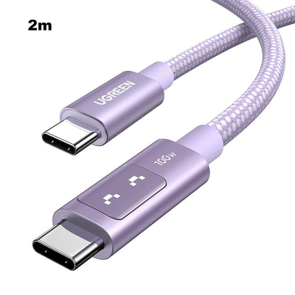 UGREEN UNO 0.5 Meter USB-C to USB-C 100W PD Fast Charging Cable with LED Emoji Display, 480Mbps Data Sync, E-Marker Smart Chip, Braided USB-C Male Cable for Laptop, Tablet, Smartphone and Gaming Devices | L509 (45612) | JG Superstore