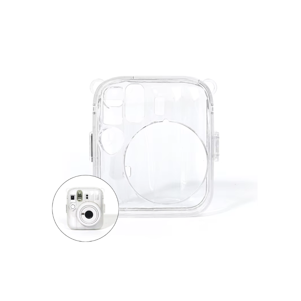 Pikxi Fujifilm Instax Mini 13 Transparent Crystal Camera Protective Case w/ Photo Pocket & Strap
