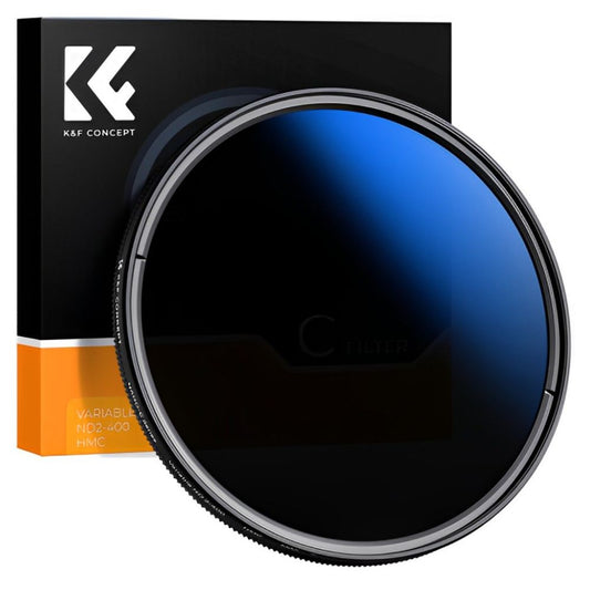 K&F Concept HMC ND2-400 Variable Fader (1-9 Stops) Multi-Coated Optical Glass Slim Frame Neutral Density Variable ND Filter with Blue Coating for Camera Lenses | VND Fader | DSLR & Mirrorless Camera | NANO-C Series Lens Filter