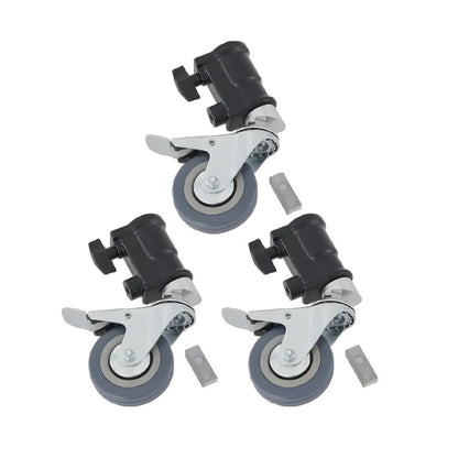MEKING Locking Caster Wheel Set (3‑Pack) for Light Stand with Clamping Plates