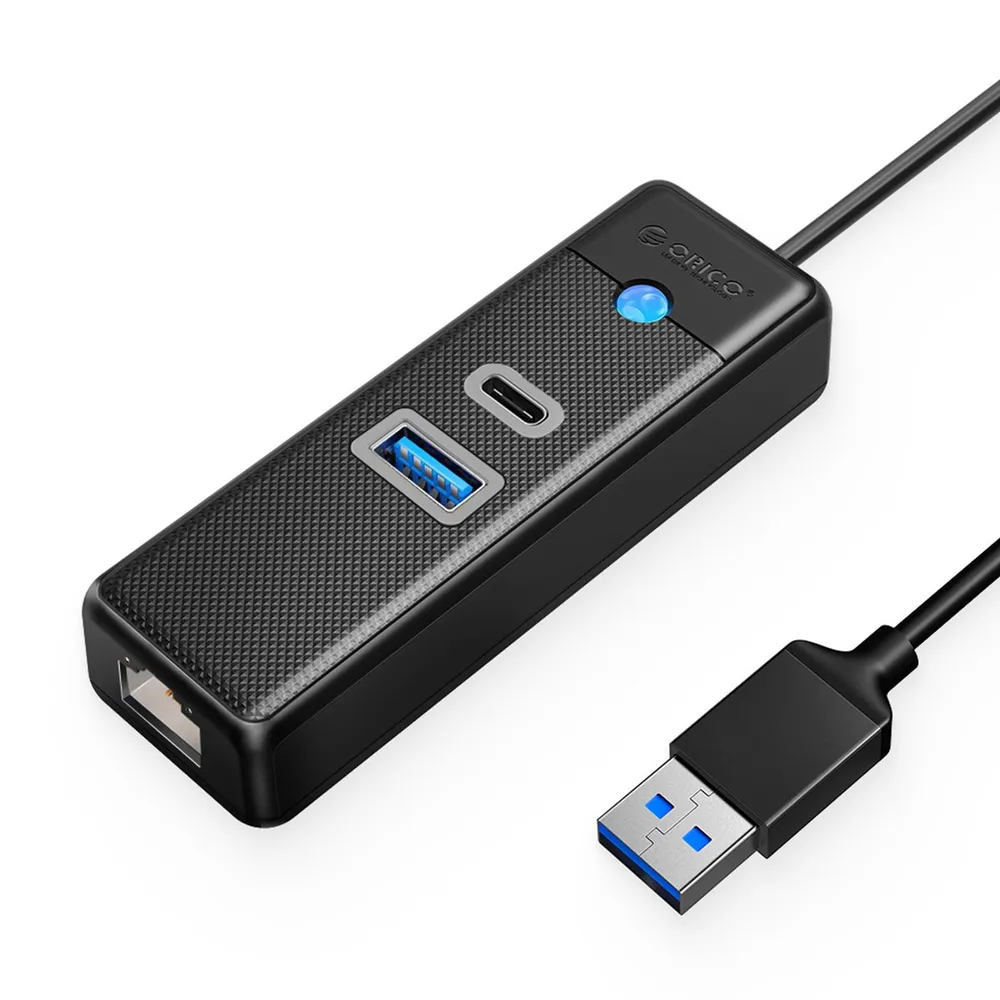 [CLEARANCE] ORICO 1.8m 3-in-1 USB 3.0 Type C Data Hub with 5Gbps USB-C 3.0 Input, 1000Mbps Ethernet, 5Gbps USB-C 3.0, USB-A 3.0 for Windows 8/10, macOS, Linux | PWCUR-U3-015