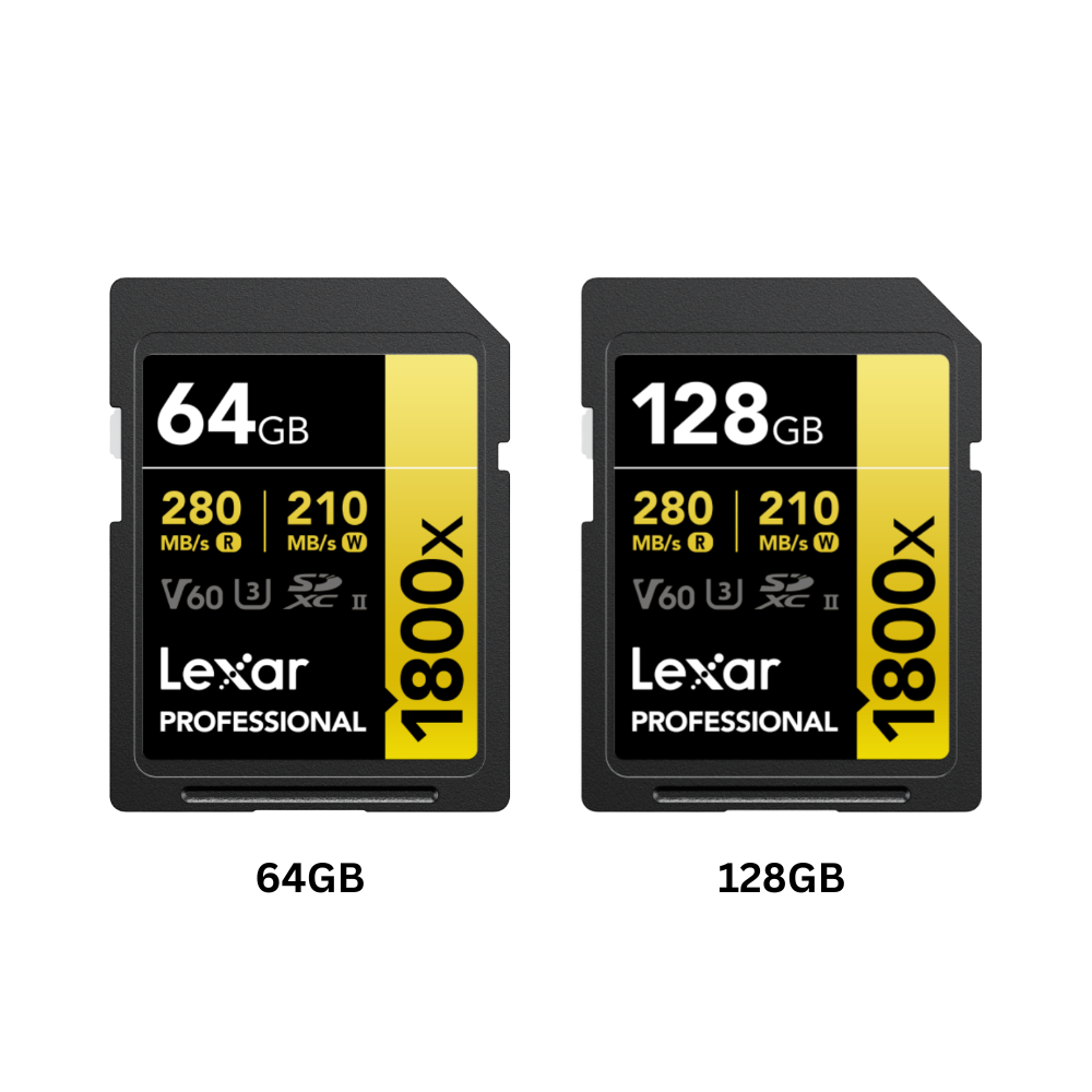 Lexar Professional 1800x SDXC V60 U3 UHS-II GOLD Series Memory Card Up to 280MB/s Read, 210MB/s Write | 64GB / 128GB