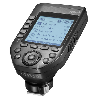 Godox FT433 Canon / Nikon / Sony TTL Wireless Flash Trigger with 32 Channel / 16 Groups, 433MHz Frequency, USB Type-C Receiver, Hot Shoe Mount, HSS 1/8000 Sec, LCD Screen TCM Function, Max 100m Range for Studio Lighting and Photography