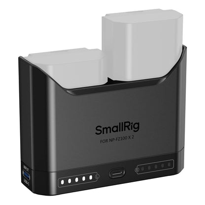 SmallRig Dual Bay Camera Battery Charger with LED Display & USB-C Fast Charging