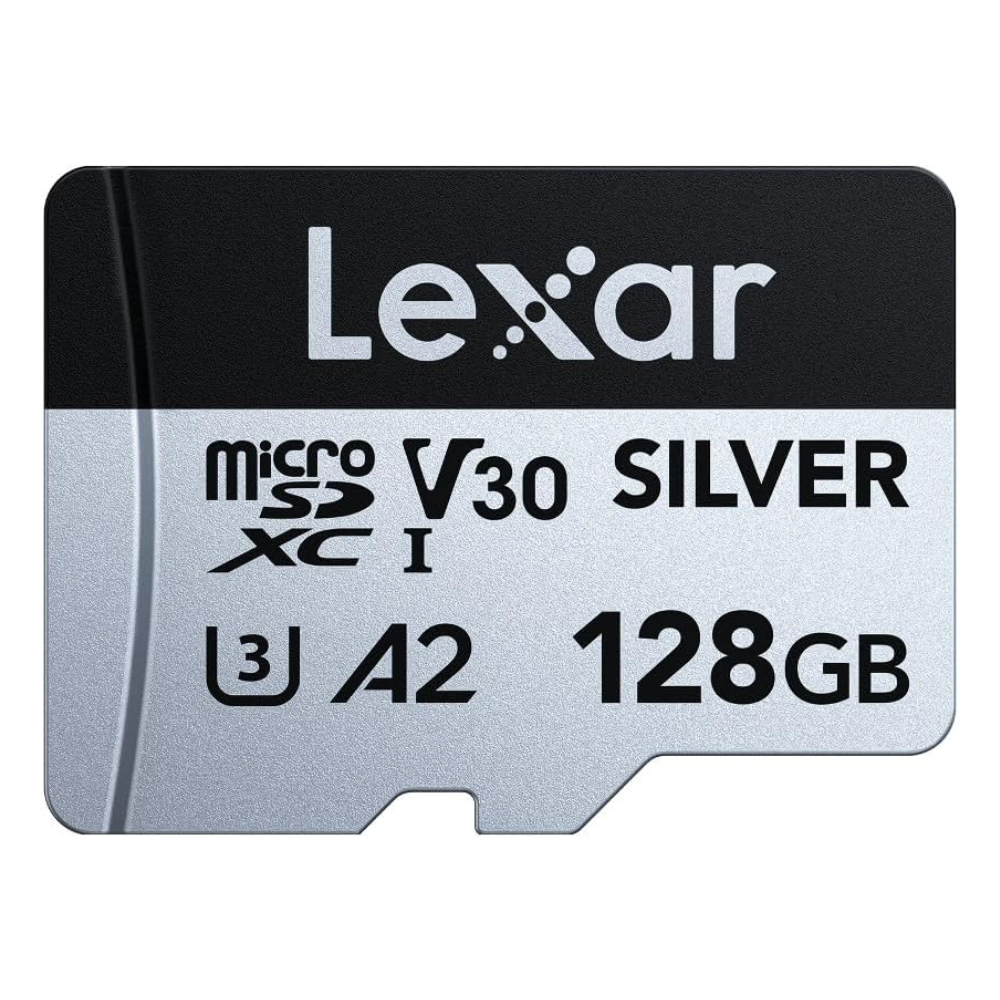 Lexar 128GB Professional SILVER microSDXC V30 A2 U3 UHS-I Memory Card, 205MB/s Read and 100MB/s Write Speed