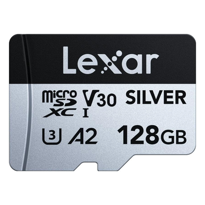 Lexar 128GB Professional SILVER microSDXC V30 A2 U3 UHS-I Memory Card, 205MB/s Read and 100MB/s Write Speed