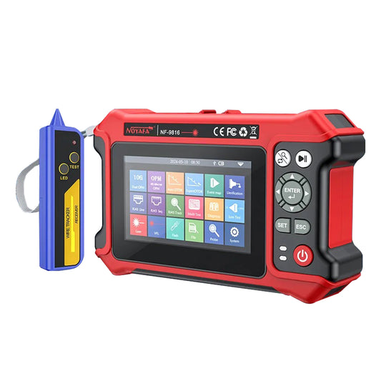 Noyafa NF-9816 Fiber Optic Tester Fault Locator with Auto Expert OTDR, Max 80km Test Distance, 10G Split Wave OPM LS VSL Function, 4.3" LCD Touchscreen Display, Micro USB Interface, TF Card Slot and 4700mAh Battery