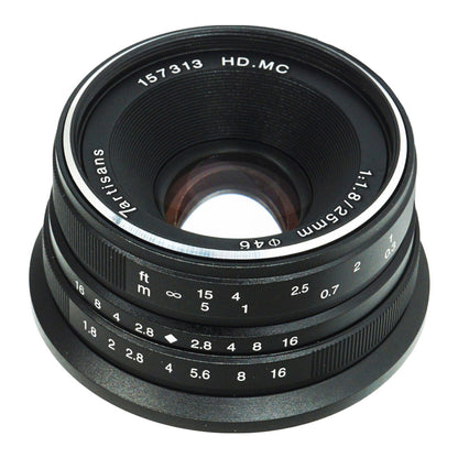7Artisans 25mm F/1.8 APS-C Format M43 Micro Four Thirds Mount Compact Portrait Prime Lens MF Manual Focus for Mirrorless Cameras | Black Silver