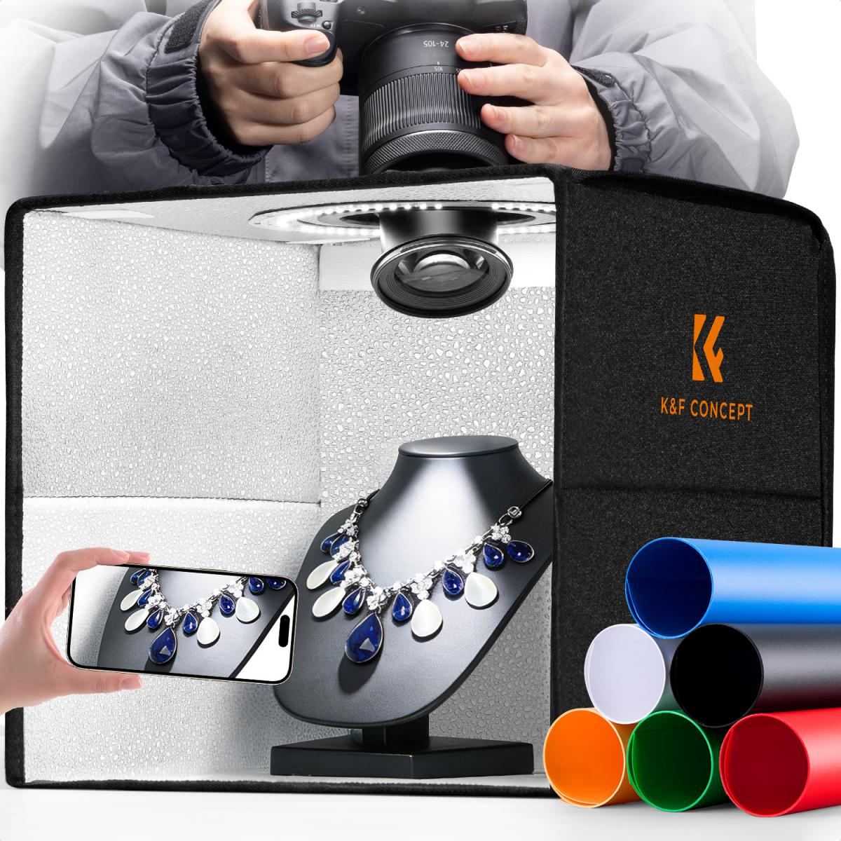 K&F Concept 30cm Professional Photo Light Box w/ 6 PVC Backdrops