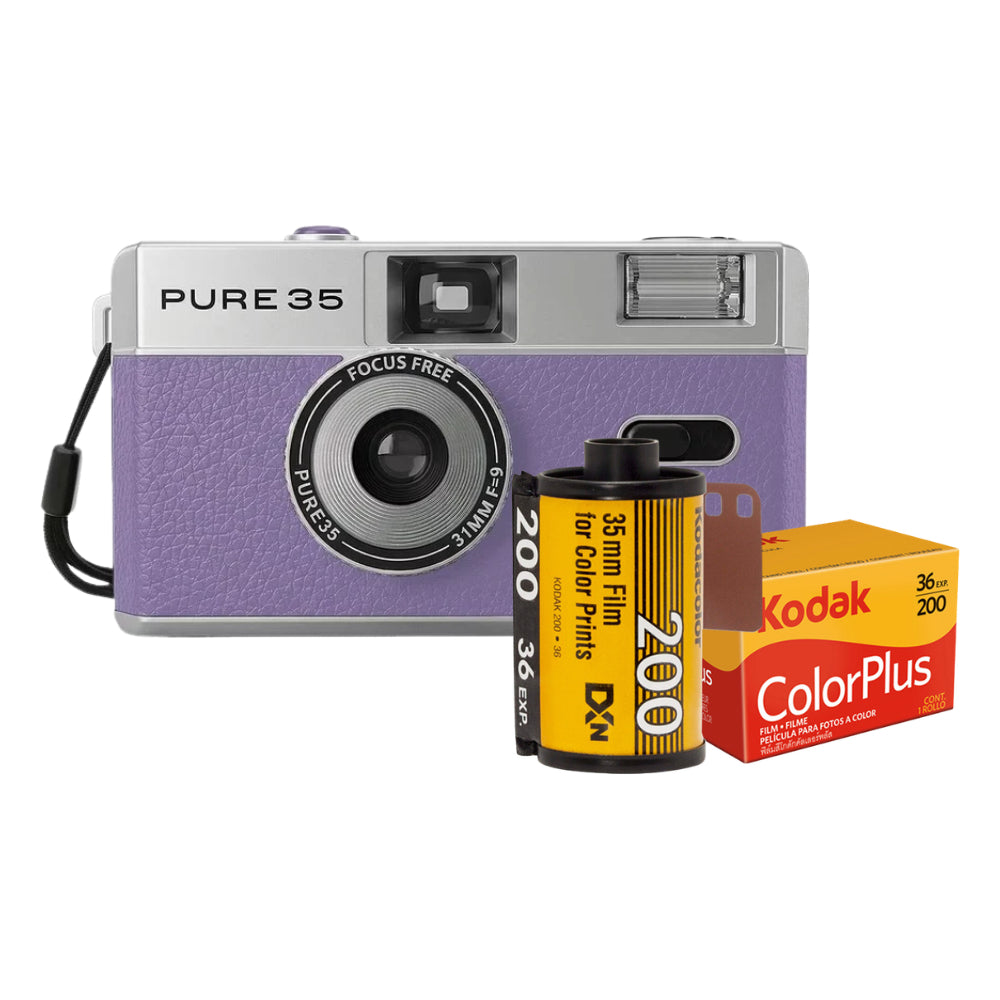 KODAK PURE35 Reloadable 35mm Point & Shoot Film Camera with Built-In Flash, Focus-Free Lens & Manual Film Winder