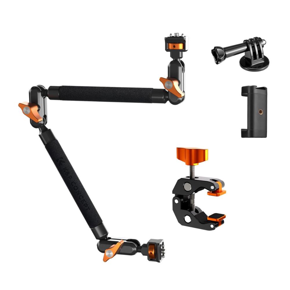 K&F Concept 22-Inch Magic Arm Boom Clamp, Super Clamp w/ 360° Ball Heads, Adjustable Overhead Mount