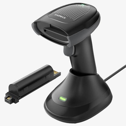 Inateck Pro 170B 1D 2D QR Wireless Barcode Scanner with Charging Base Dual 2000mAh Replaceable Batteries