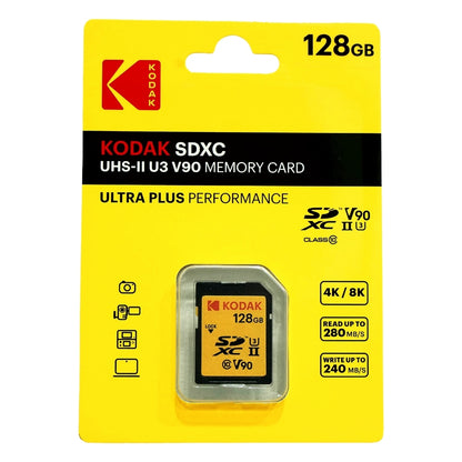 KODAK 128GB Ultra Plus Performance UHS-II U3 V90 SDXC Memory Card