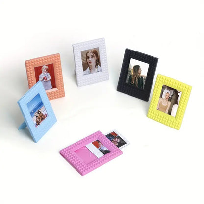 Pikxi Rivet Style Photo Frame for Instax Mini Film, 3 x 2 inch Pictures, Photo Cards, Table Tops, and Shelves Decorative Displays - Yellow